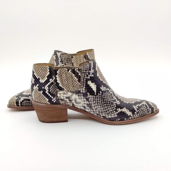 Madewell Sonia Booties Faux Snake Embossed Low Chelsea Leather Boots Size 7.5 - Picture 3 of 12
